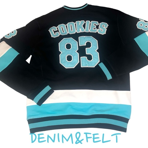 COOKIES "BREAKAWAY" LONG SLEEVE HOCKEY KNIT | Color: Black/Tiffany Blue |NEW/NWT - Picture 15 of 16